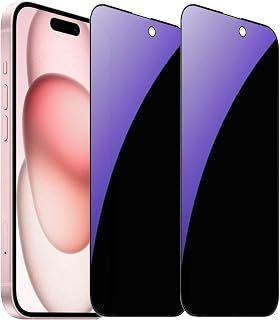 [PACK OF 1) Privacy Tempered Glass Design for iPhone 15 PLUS Privacy Screen Protector Full Coverage Anti-Spy Tempered Glass Film 9H Hardness Upgrade Edge Protection Easy Installati