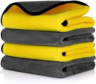 Microfiber Cloth for Car Cleaning and Detailing Double Sided Microfiber Towel Car & Bike Soft Car Wash Cloth, 500 GSM (Size 40cm x 40cm) Pack of 4