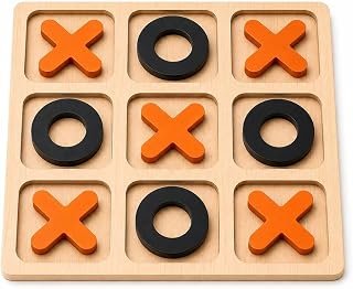 Wooden Tic Tac Toe Game Classic Board Game | Zero & Cross Brain Puzzle Travel Toy