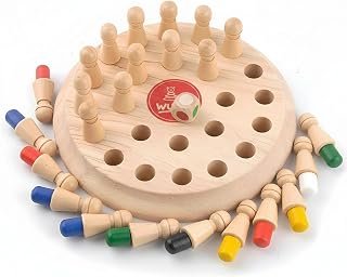 WUDLY Wooden Chess Game for Kids, Educational Brain Development Puzzle Toy, Memory Matching Board Game, Colorful Match Stick Chess for Boys, Girls & Adults, Eco-Friendly Indoor Gam
