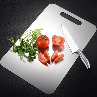 SR Stainless Steel Chopping Board for Kitchen | Non Slip| Rust Proof | Easy to use| Round Edge| Heavy Duty Chopping Board Vegetable, Meats Vegetable Chopper Board Safe Durable (31C