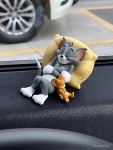 partizano Tom & Jerry Cute Sleeping Car Dashboard Accessories Toy Best Cartoon Figurine Decorative Showpiece  -  7 cm