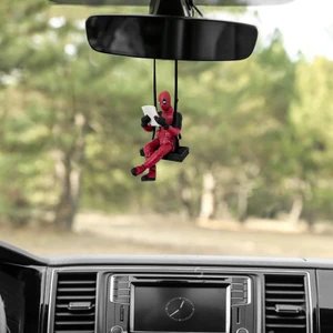 LAVITRA Deadpool Car Pendant Resin Car Mirror Hanging Accessories Car Hanging Ornament